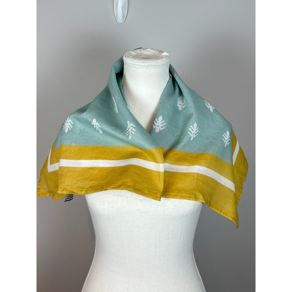 Jonaki by Narseen Zamir Maldives 100% Cotton Square Blue Yelllow Scarf 30" x 30"
